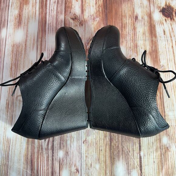 Kork Ease JANELLE Sz 7.5 Leather Oxford Wedge High Heel Bootie Shoes Witchy Goth - Picture 6 of 11